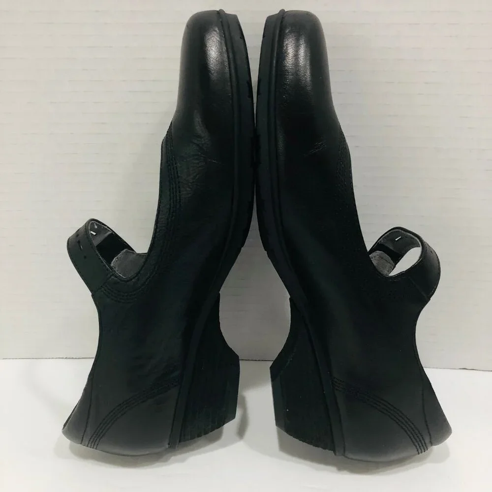 Abeo Black Mary Jane Shoes Women 8N Leather Whimsigoth Minimalist Goth‎ Witchy